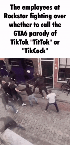 the employees at rockstar fighting over whether to call the gta6 parody of tiktok tiktok or tikcock