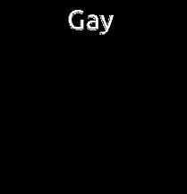 a man and a woman are dancing in front of a pink background with the word gay on it