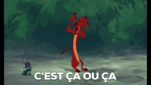 a cartoon of a dragon and a grasshopper with the words c'est ca ou ca below them