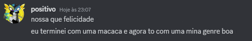 a screenshot of a message that says positivo hoje as 2807 nossa que felicidade