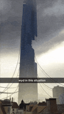 a picture of a very tall building with a caption that says wyd in this situation