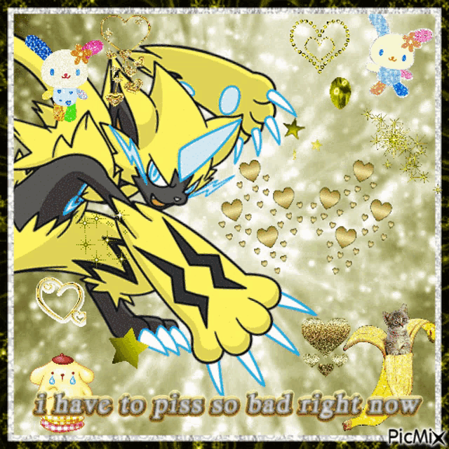a picture of a pokemon with the words " i have to piss so bad right now "