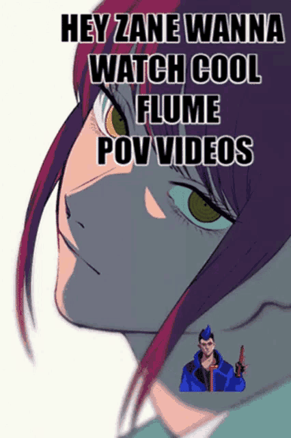 a poster that says hey zane wanna watch cool flume pow videos