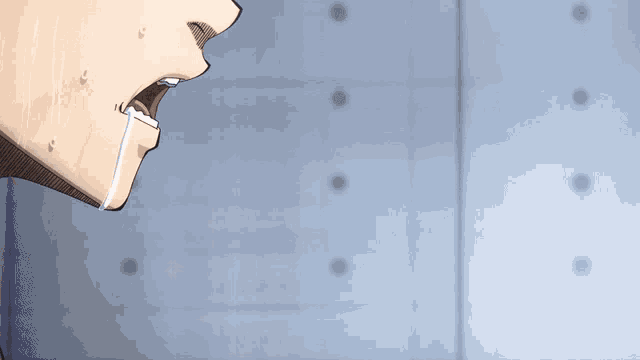 a close up of a man 's face with sweat coming out of it