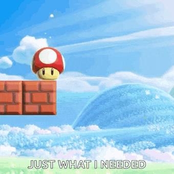 a cartoon of mario jumping in the air with the words `` just what i needed '' .