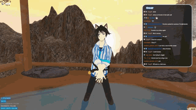 a screenshot of a video game with chat on the bottom