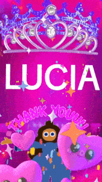a lucia thank you card with hearts and a crown