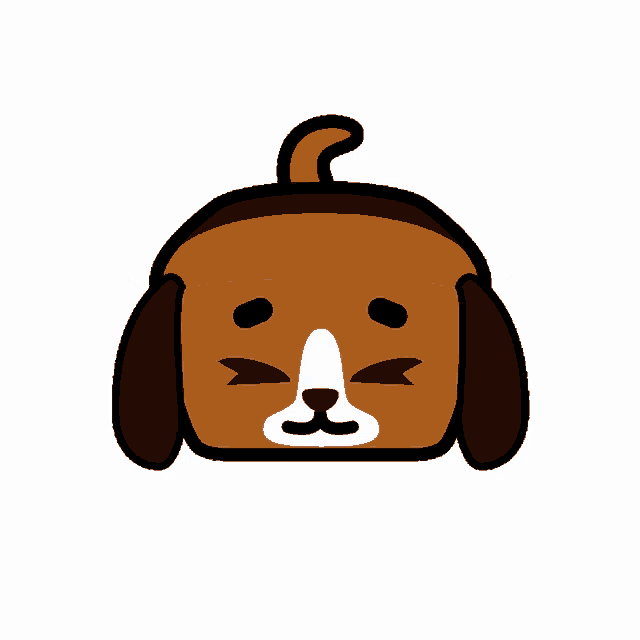 a cartoon drawing of a dog with its eyes closed and its tail hanging out