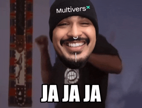 a man wearing a hat that says " multivers " on it