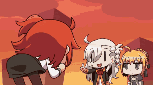 a cartoon of a girl giving a thumbs up standing next to two other girls