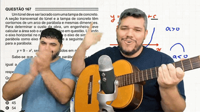 a man playing a guitar in front of a whiteboard that says question 167