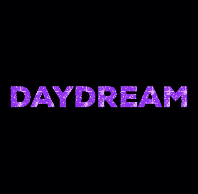 the word daydream that is purple on a black background
