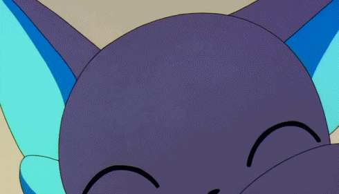 a close up of a cartoon cat with big eyes