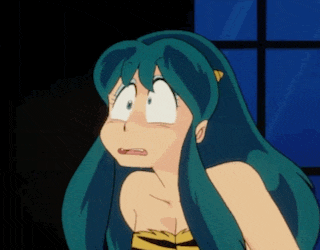 a cartoon girl with blue hair and a tiger costume looks surprised