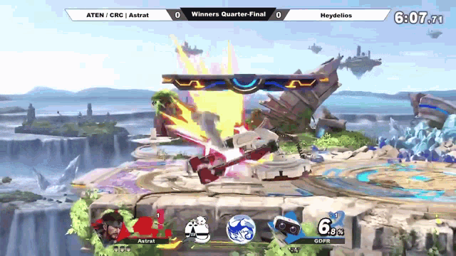 a screenshot of a video game with the winners quarter final displayed