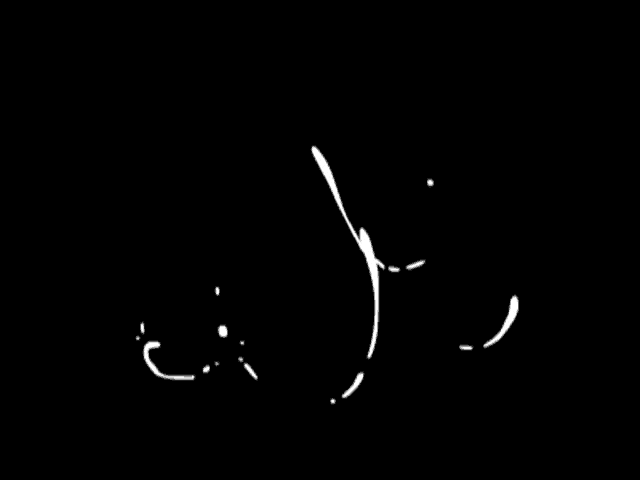 a cartoon drawing of a face with tears on a black background .