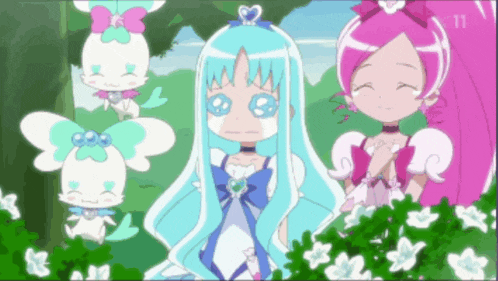 a group of anime characters are standing next to each other with the number 11 on the bottom right