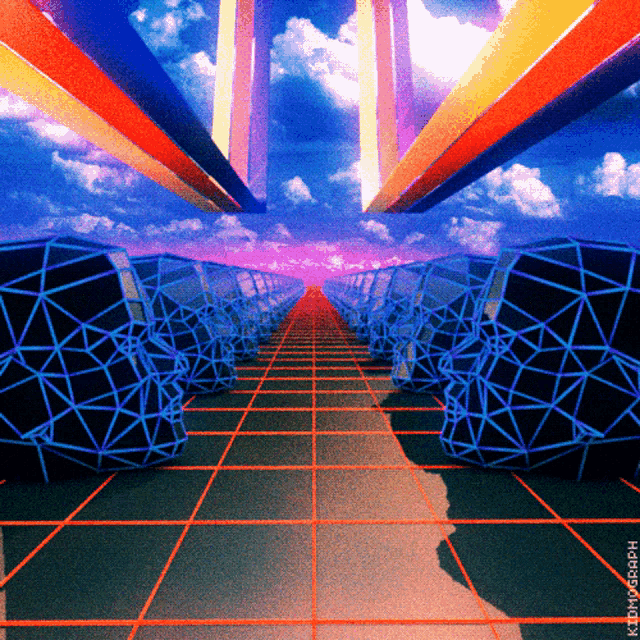 a computer generated image of a maze with the letters kd on the bottom left