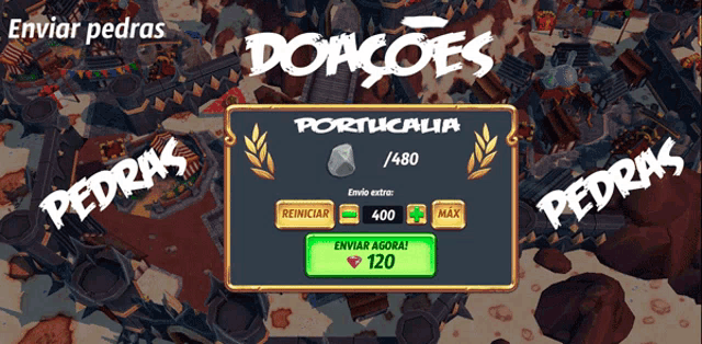 a screenshot of a game that says " enviar pedras "