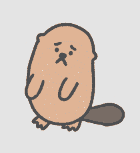 a cartoon drawing of a beaver with the letter u on its head