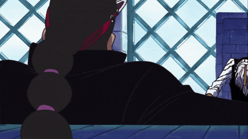 a cartoon character with a ponytail is standing in front of a fence
