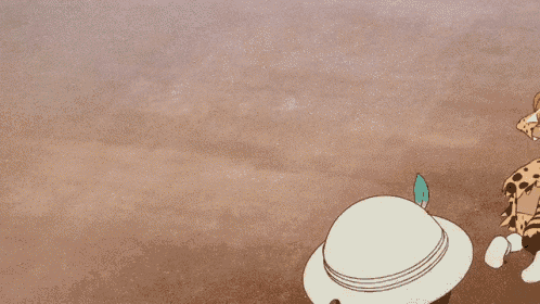 a cartoon character is laying on the ground with a feather on her hat