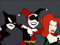 Harely Quinn Batman GIF - Harely Quinn Batman Group Hug GIFs