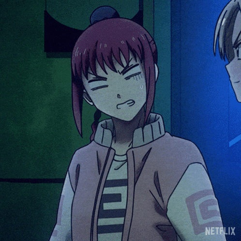 a girl with red hair and a jacket that says netflix on the back