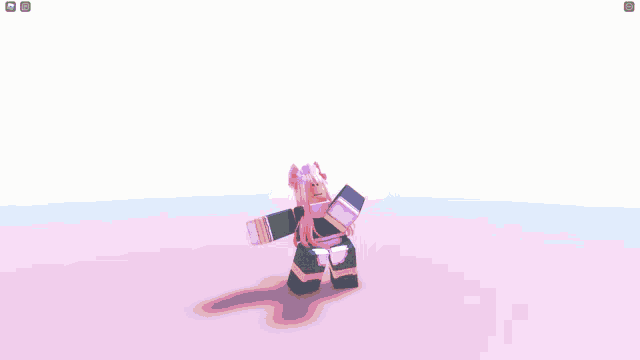 a 3d model of a girl with pink hair is dancing in a video game
