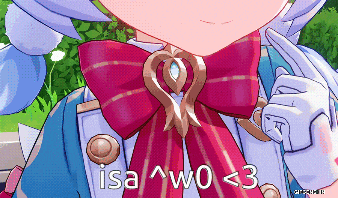 a pixel art of a girl with the words isa awo < 3 written below her