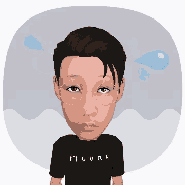 a cartoon of a man wearing glasses and a figure shirt