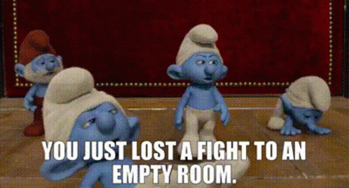 The Smurfs2 Grouchy Smurf GIF - The Smurfs2 Grouchy Smurf You Just Lost A Fight To An Empty Room GIFs