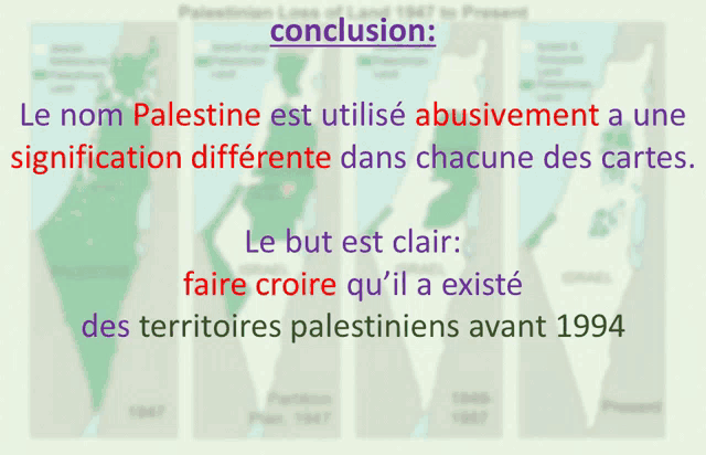 a conclusion in french with a map of palestine
