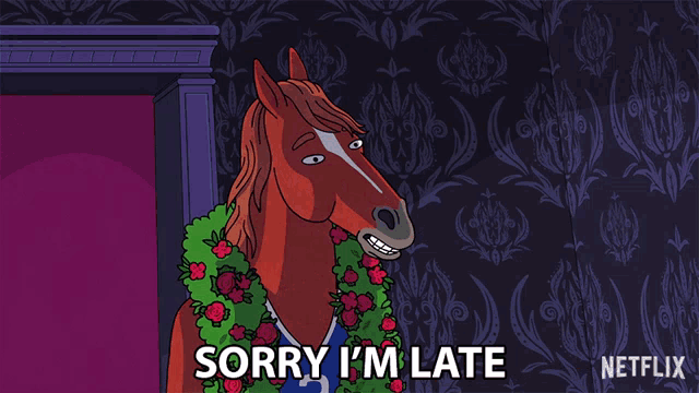 a cartoon horse says sorry i 'm late on a netflix poster