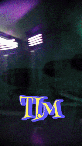 a purple and yellow sign that says tim