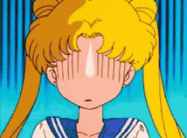 a cartoon of sailor moon covering her face with her hand