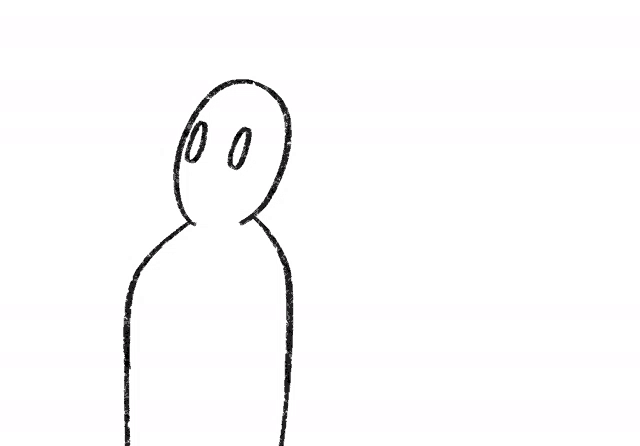 a black and white drawing of a person with a circle around their head