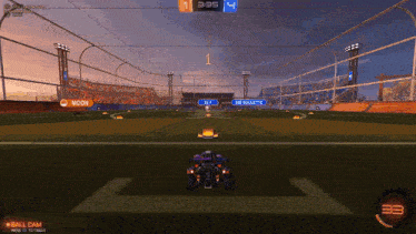 a rocket league game is being played on a computer screen