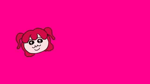 a bunch of cartoon characters with red hair and big eyes on a pink background