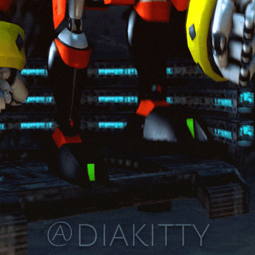 a close up of a robot with the word diakitty on the bottom right