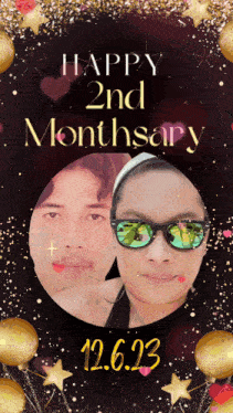 a happy 2nd monthary greeting with a picture of two people