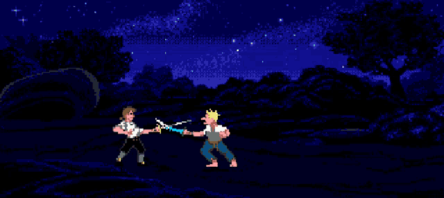 a pixel art of two men fighting with the words " how appropriate you fight like a cow " above them