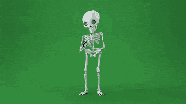 a skeleton is taking a picture of himself with a cell phone