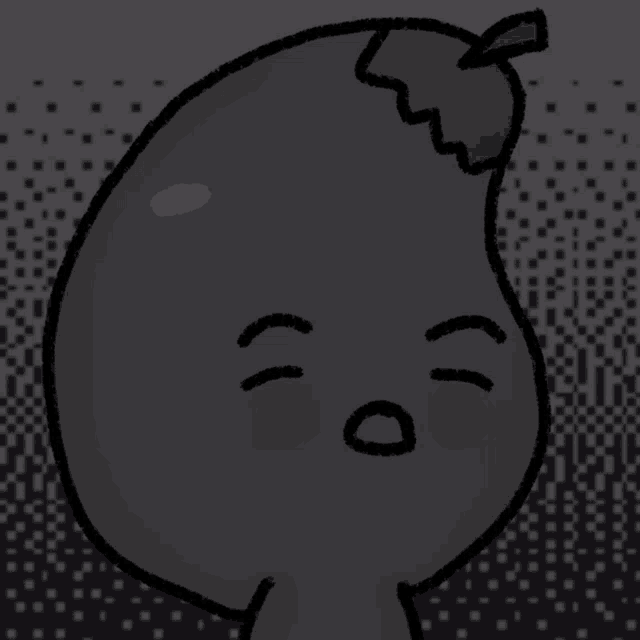 a drawing of a pear with a leaf on it
