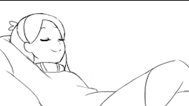 a black and white drawing of two cartoon characters , a boy and a girl , laying on a couch .