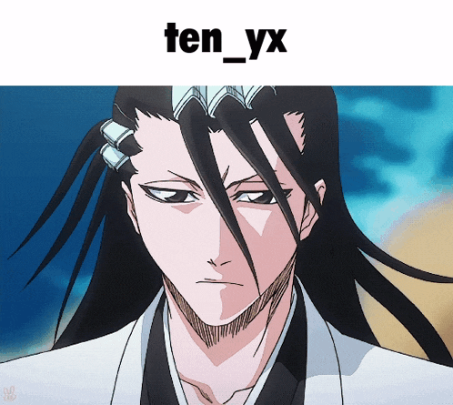 a picture of a man with long hair and the name ten_yx on the bottom