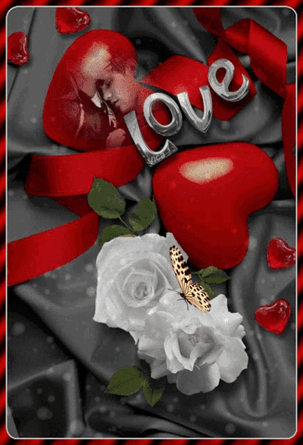 the word love is on a red heart