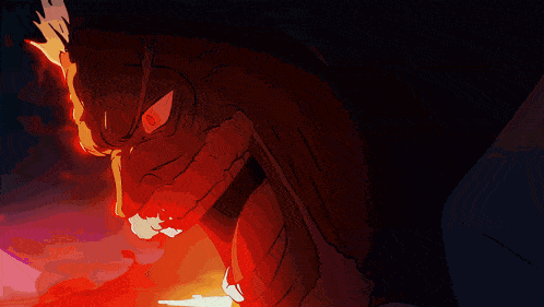 a drawing of a monster with glowing eyes