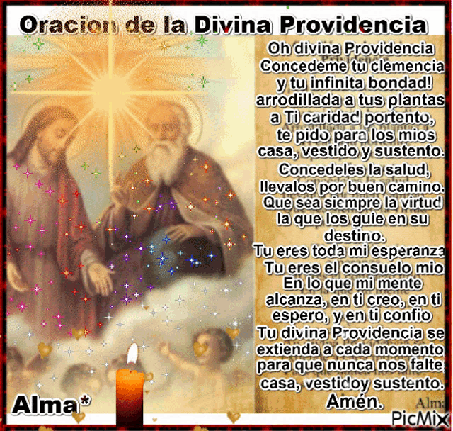 a prayer in spanish with a picture of jesus and mary