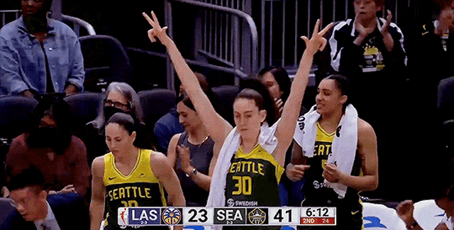 a basketball game between seattle and las vegas is going on
